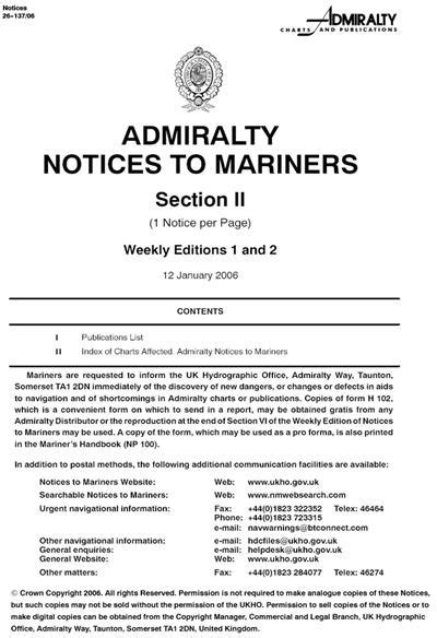 Notices to Mariners .